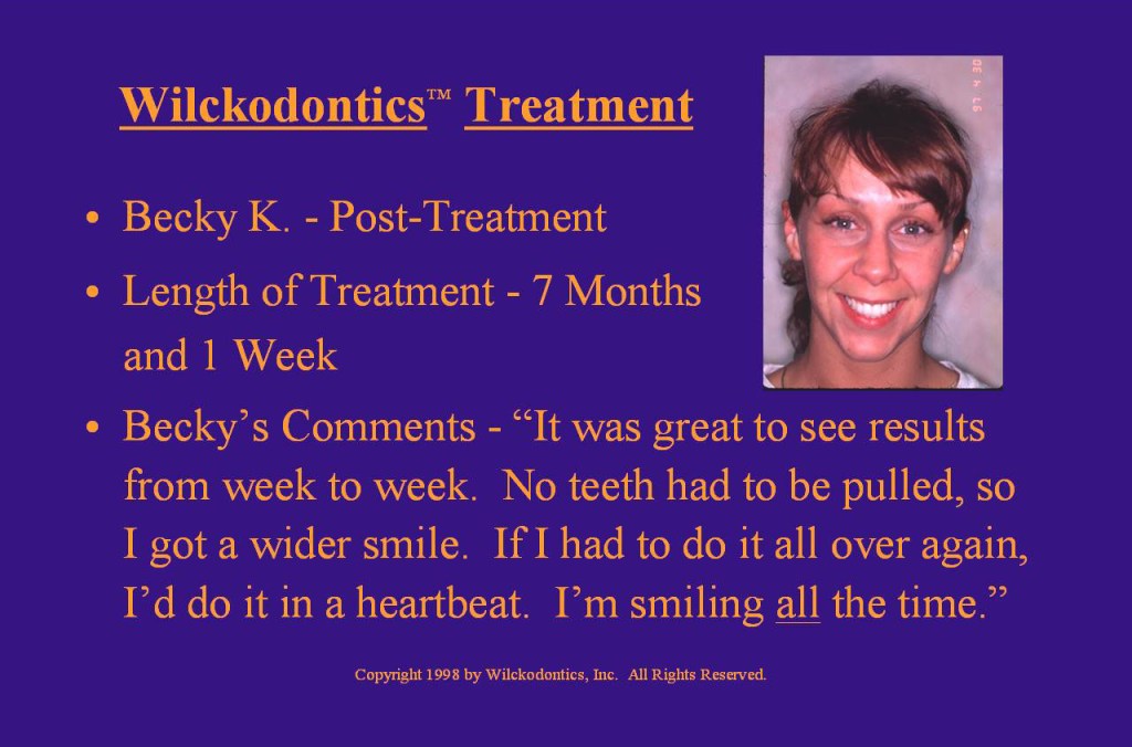 Wilkodontics slider image | Becky K | Treatment 